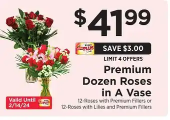 ShopRite Premium Dozen Roses in A Vase offer