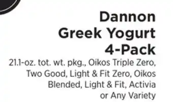 ShopRite Dannon Greek Yogurt 4-Pack offer