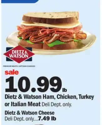 Meijer Dietz & Watson Ham, Chicken, Turkey or Italian Meat offer