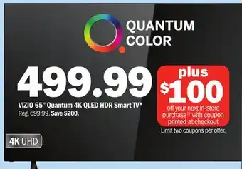 Meijer VIZIO 65 Quantum 4K QLED HDR Smart TV offer