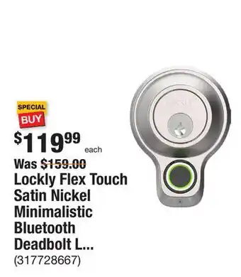The Home Depot Lockly Flex Touch Satin Nickel Minimalistic Bluetooth Deadbolt Lock, App Control, Alexa/HeyGoogle and Biometric 3D Fingerprin offer