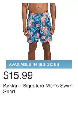 Costco Kirkland Signature Men's Swim Short offer