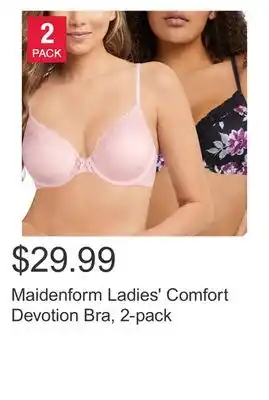 Costco Maidenform Ladies' Comfort Devotion Bra, 2-pack offer