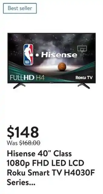 Walmart Hisense 40" Class 1080p FHD LED LCD Roku Smart TV H4030F Series... offer