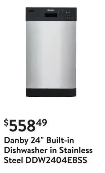 Walmart Danby 24" Built-in Dishwasher in Stainless Steel DDW2404EBSS offer