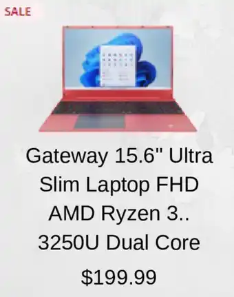 Gateway 15.6" Ultra Slim Laptop FHD AMD Ryzen 3.. 3250U Dual Core