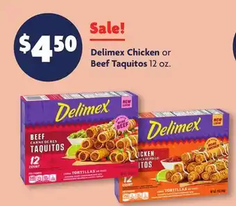 Family Dollar Delimex Chicken or Beef Taquitos offer