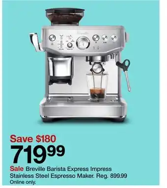 Target Breville Barista Express Impress Stainless Steel Espresso Maker offer