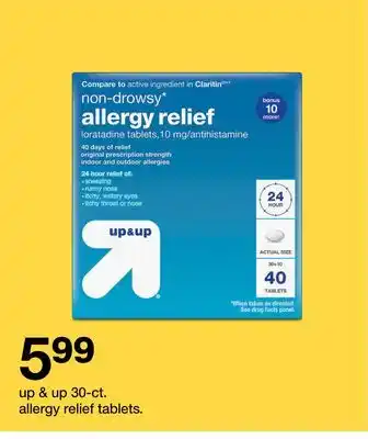 Target up & up 30 - ct. allergy relief tablets offer