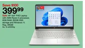 Target HP 15.6 FHD Laptop with AMD Ryzen 5 processor, 8GB RAM, 512GB SSD storage and Windows 11 offer