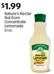Aldi Nature's Nectar Not from Concentrate Lemonade 52 oz. offer