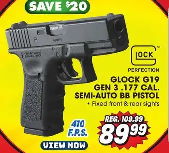 Big 5 Umarex Glock G19 Gen 3 .177 Caliber Semi-Auto BB Pistol offer