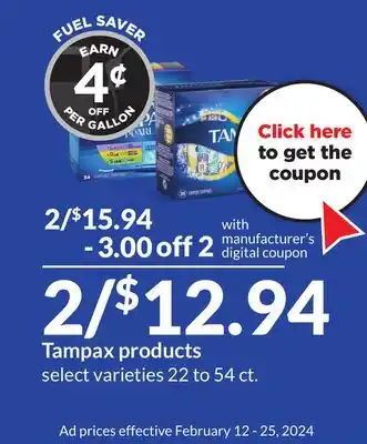 Hy-Vee Tampax products offer