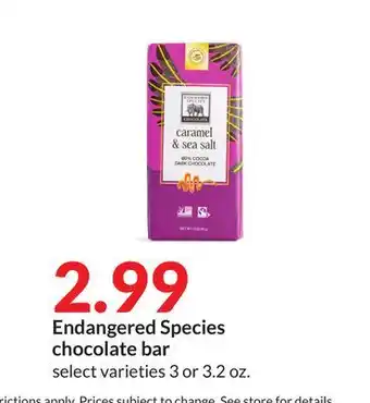 Hy-Vee Endangered Species chocolate bar offer