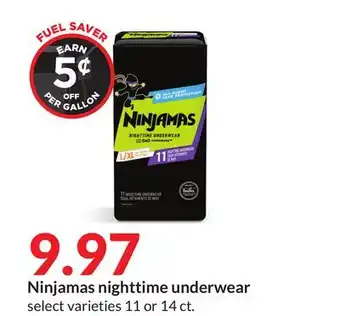 Hy-Vee Ninjamas nighttime underwear offer