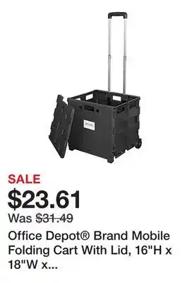 Office Depot Office Depot Brand Mobile Folding Cart With Lid, 16H x 18W x 15D, Black offer