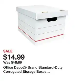 Office Depot Office Depot Brand Standard-Duty Corrugated Storage Boxes, Letter/Legal Size, 15 x 12 x 10, 60% Recycled, White/Red, Pack Of offer