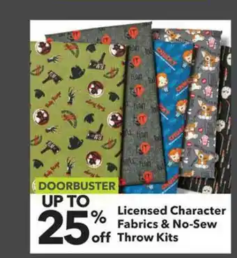 Up To 25% Off License Character Fabrics & No-sew Throw Kits