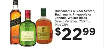 Food 4 Less Buchanan's 12 Year Scotch, Buchanan's Pineapple or Johnnie Walker Black offer