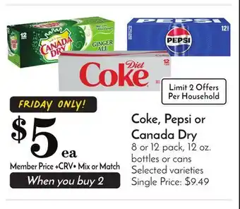 Pavilions Coke, Pepsi or Canada Dry offer