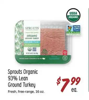 Sprouts Farmers Market Sprouts Organic 93% Lean Ground Turkey offer