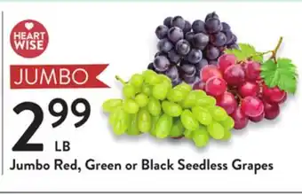 Fresh Thyme Jumbo Red, Green or Black Seedless Grapes offer