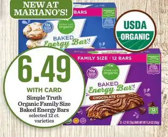 Mariano's Simple Truth Organic Family Size Baked Energy Bars offer