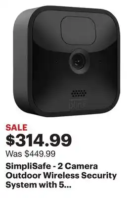 Best Buy SimpliSafe - 2 Camera Outdoor Wireless Security System with 5 Sensors - White offer