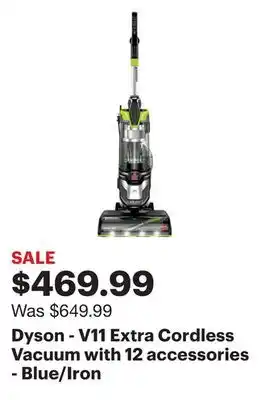 Best Buy Dyson - V11 Extra Cordless Vacuum with 12 accessories - Blue/Iron offer