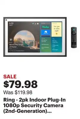 Best Buy Ring - 2pk Indoor Plug-In 1080p Security Camera (2nd-Generation) with Privacy Cover - White offer