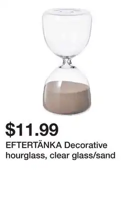 Ikea EFTERTÄNKA Decorative hourglass, clear glass/sand offer