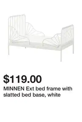 Ikea MINNEN Ext bed frame with slatted bed base, white offer