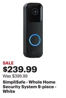 Best Buy SimpliSafe - Whole Home Security System 9-piece - White offer