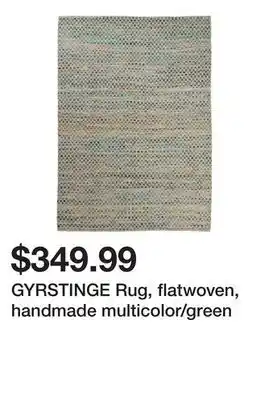 Ikea GYRSTINGE Rug, flatwoven, handmade multicolor/green offer
