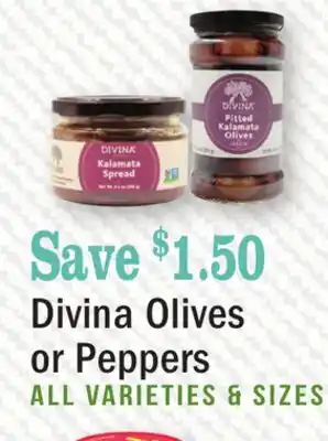 Heinen's Divina Olives or Peppers offer