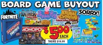 Ollie's BOARD GAME BUYOUT offer