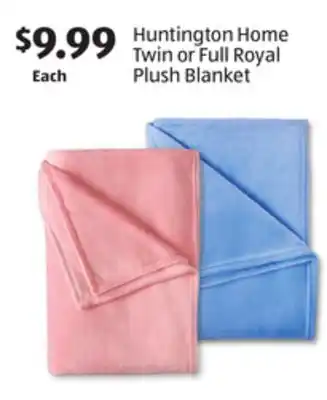 Aldi Huntington Home Twin or Full Royal Plush Blanket offer