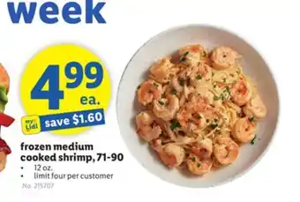 Lidl frozen medium cooked shrimp, 71-90 offer
