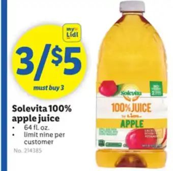 Lidl Solevita 100% apple juice offer