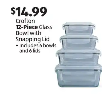 Aldi Crofton 12-Piece Glass Bowl with Snapping Lid offer