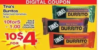 Superior Grocers Tina's Burritos offer