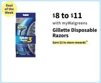Walgreens Gillette Disposable Razors offer