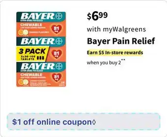 Walgreens Bayer Pain Relief offer