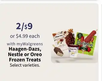 Walgreens Haagen-Dazs, Nestle or Oreo Frozen Treats offer