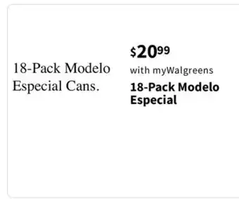 Walgreens 18-Pack Modelo Especial offer