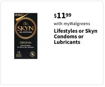 Walgreens Lifestyles or Skyn Condoms or Lubricants offer