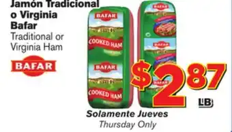 El Super Fresh Bafar Traditional or Virginia Ham offer