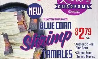 Vallarta Supermarkets Blue Corn Shrimp Tamales offer