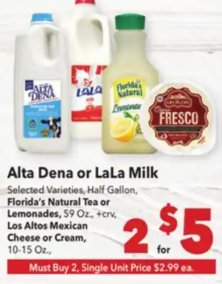Vallarta Supermarkets Alta Dena or LaLa Milk offer