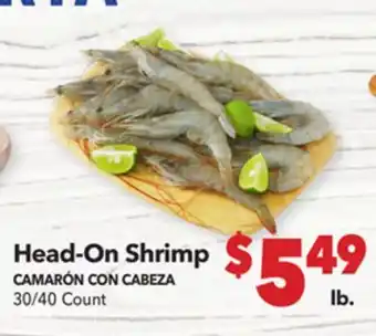Vallarta Supermarkets Head-On Shrimp / CAMARÓN CON CABEZA offer